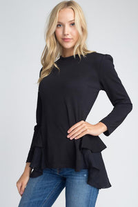 Thumbnail for Women's Long Sleeve Ruffle Top