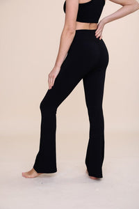 Thumbnail for BRONZE - Ribbed Flare High-Waist Leggings