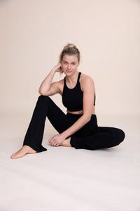 Thumbnail for BRONZE - Ribbed Flare High-Waist Leggings