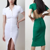 Thumbnail for Women's Lapel Front Slit Dress