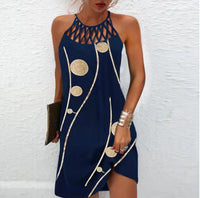 Thumbnail for Fashion Print Dress Casual Halterneck Dresses For Women Summer Clothes