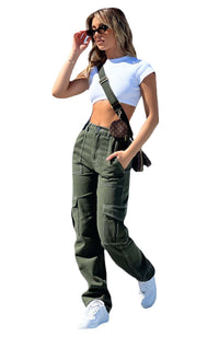 Thumbnail for Women's Personality Fashion Stitching Straight Multi-pocket Cargo Pants