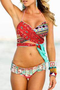 Thumbnail for Multicolor Bohemian Tropical Print Bikini