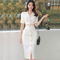 Thumbnail for Women's New Socialite Slim Fit Suit Collar Two-piece Set