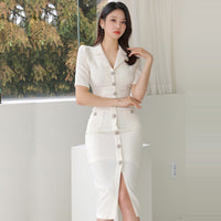 Thumbnail for Women's New Socialite Slim Fit Suit Collar Two-piece Set