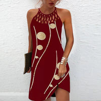 Thumbnail for Fashion Print Dress Casual Halterneck Dresses For Women Summer Clothes