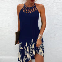 Thumbnail for Fashion Print Dress Casual Halterneck Dresses For Women Summer Clothes