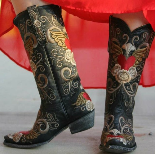 Bonjomarisa ocidental cowboy botas femininas cowgirl meados de bezerro