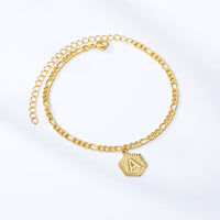 Thumbnail for Dainty A Z letter Anklet Hexagon Shaped Initial Ankle Bracelet