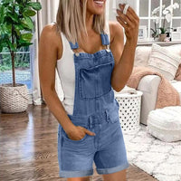 Thumbnail for Denim Jeans For Women Plus Size Denim Bib Pants Sexy Long Rompers Bib