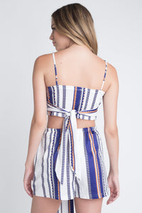 Thumbnail for Women's Unique Stripe Printed 2pc Set with Tie