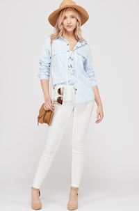 Thumbnail for Women's Lace Up Blouse Top