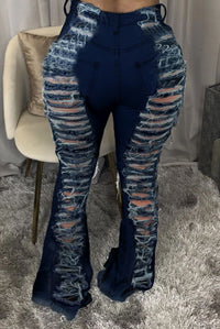 Thumbnail for Echoine Casual Loose Blue Jeans Hollow Out Wide Leg Denim Pants Women