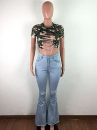 Thumbnail for Echoine Casual Loose Blue Jeans Hollow Out Wide Leg Denim Pants Women