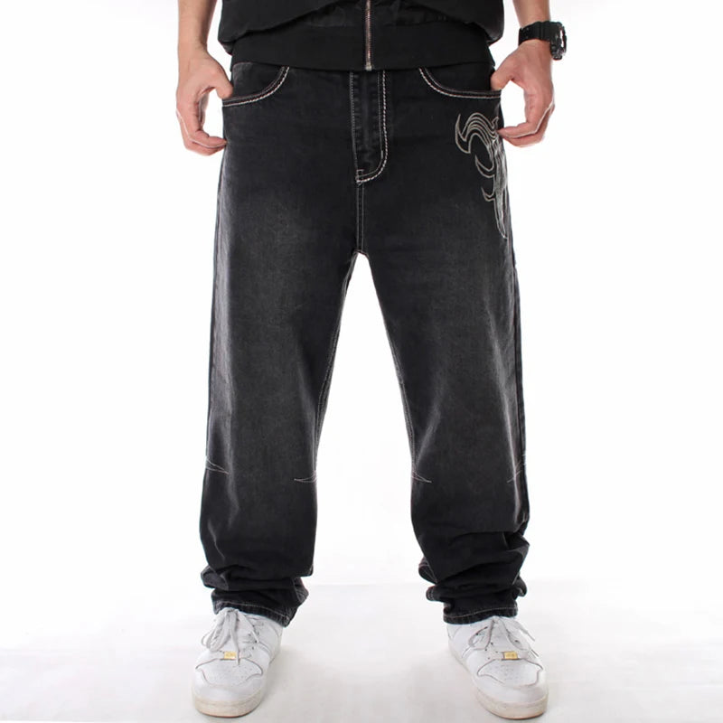 Nanaco Man Loose Baggy Jeans Hiphop Skateboard Denim Pants Street