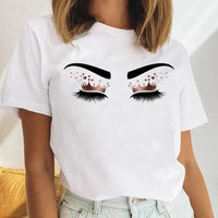 Thumbnail for Women Eyelash Beach Holiday Cute 2021 Female Short Sleeve Cartoon