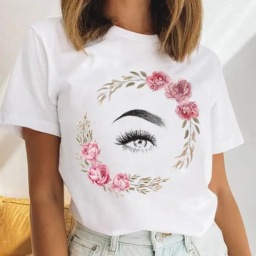 Women Eyelash Beach Holiday Cute 2021 Female Short Sleeve Cartoon