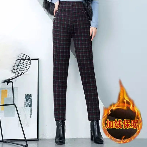 New 2021 Autumn Winter Middle Aged Women Velvet Elastic High Waist