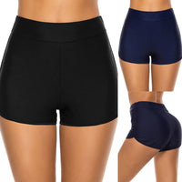 Thumbnail for High Waist Swim Shorts For Women Summer Swimwear Pants Black Blue