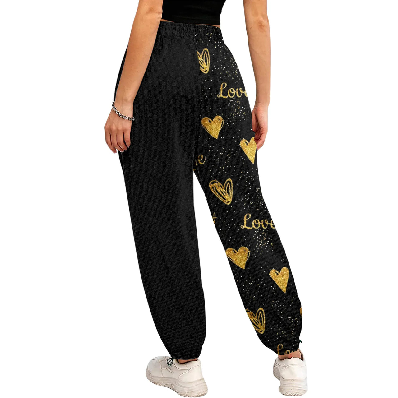 Women's Print Bottom Sweatpants Pockets High Waist Sporty Gym Athletic