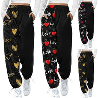 Thumbnail for Women's Print Bottom Sweatpants Pockets High Waist Sporty Gym Athletic