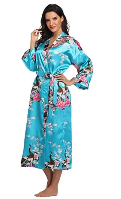 Hot Sale Black Summer Satin Kimono Bathrobe Women Bride Bridesmaid