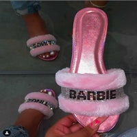 Thumbnail for Pink Faux Fur Slides