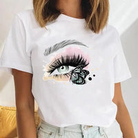 Thumbnail for Women Eyelash Beach Holiday Cute 2021 Female Short Sleeve Cartoon