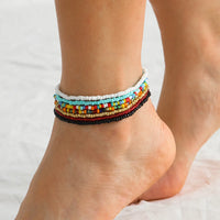 Thumbnail for 7Pcs/Set Bohemian Multicolor Beaded Chain Anklet Bracelet Set for