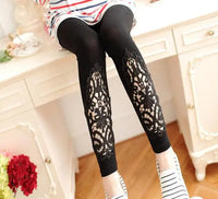 Thumbnail for LJCUIYAO Women Leggings Diamond Lace Hollow Out Fitness Elastic Waist