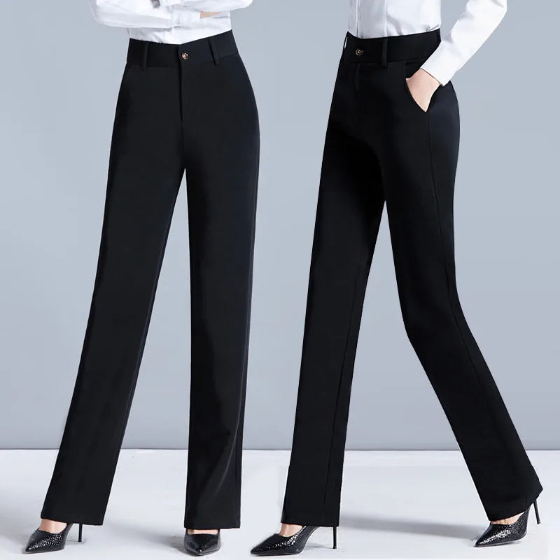 Women Pants High Waist Female Wide Leg Pants Thick Causal Trousers