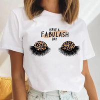 Thumbnail for Women Eyelash Beach Holiday Cute 2021 Female Short Sleeve Cartoon