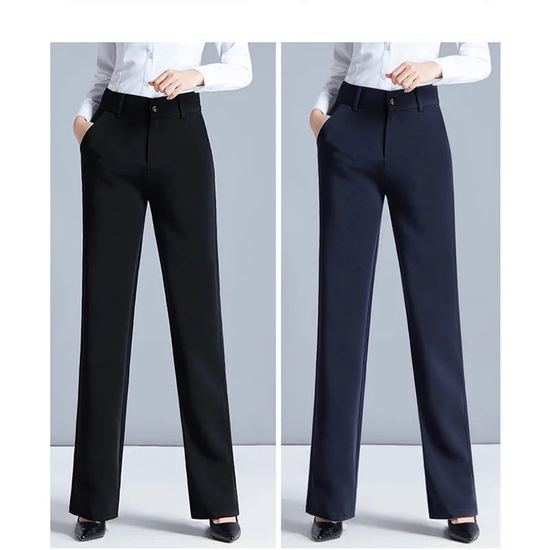 Women Pants High Waist Female Wide Leg Pants Thick Causal Trousers