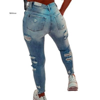 Thumbnail for Women Ripped Cut Out Jeans Sexy Hole Hollow Out Stretch Skinny