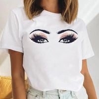 Thumbnail for Women Eyelash Beach Holiday Cute 2021 Female Short Sleeve Cartoon