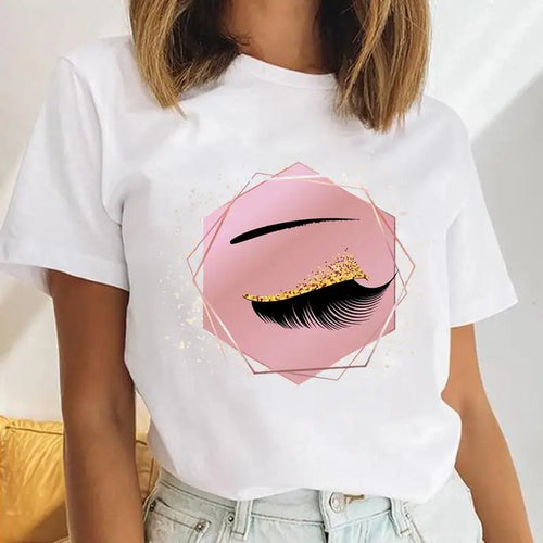 Women Eyelash Beach Holiday Cute 2021 Female Short Sleeve Cartoon