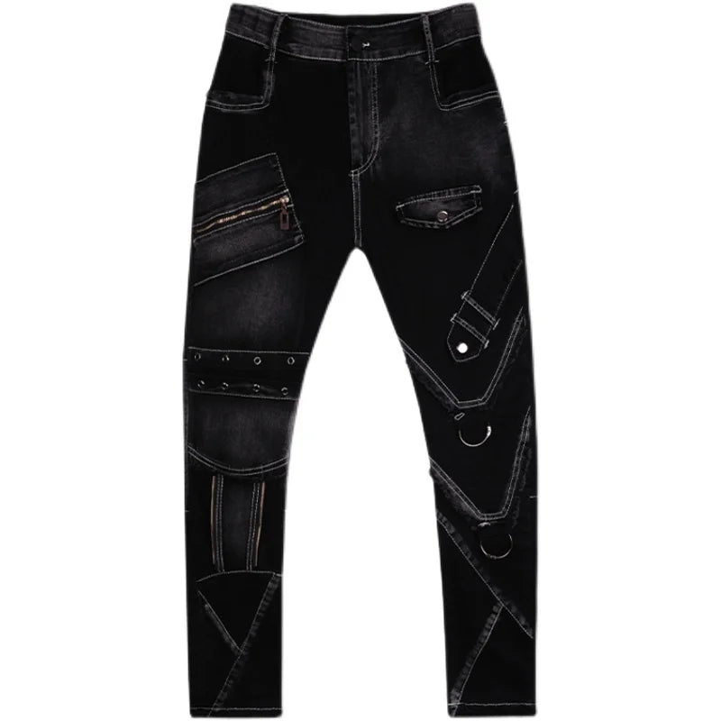 Vefadisa Black Multi-pocket Denim Pencil Pants Women 2024 Spring