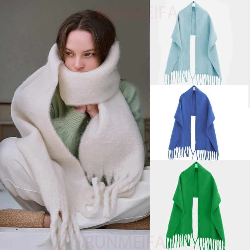 Luxury Cashmere Bright Solid Colors Women Scarf Winter Shawl And Wrap