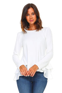 Thumbnail for Women's Long Sleeve Ruffle Top