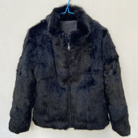 Thumbnail for Women Genuine Rabbit Fur Coats Solid Female Stand Collar Rex Rabbit