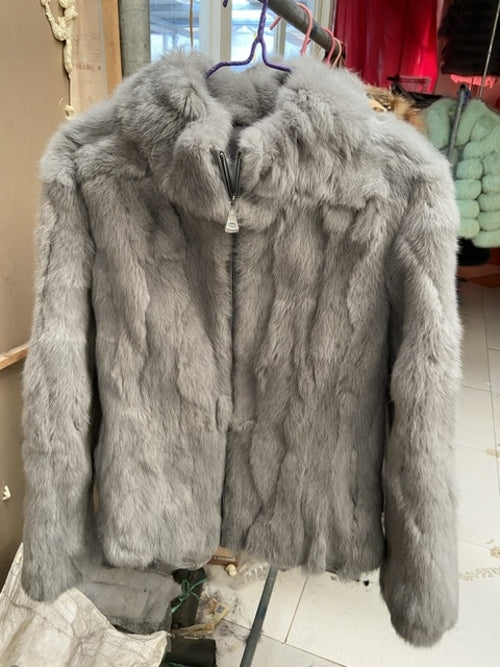 Women Genuine Rabbit Fur Coats Solid Female Stand Collar Rex Rabbit