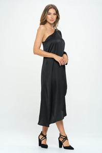 Thumbnail for Satin Oversize One Shoulder Asymmetrical Dress