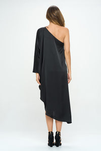 Thumbnail for Satin Oversize One Shoulder Asymmetrical Dress