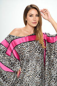 Thumbnail for Stretch Satin Animal Print Oversize Dress