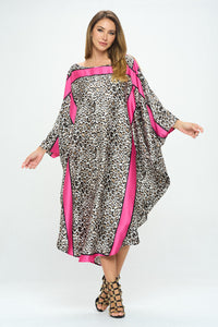 Thumbnail for Stretch Satin Animal Print Oversize Dress