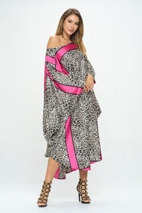 Thumbnail for Stretch Satin Animal Print Oversize Dress