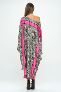 Thumbnail for Stretch Satin Animal Print Oversize Dress