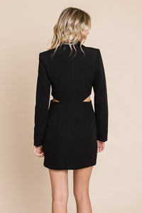 Thumbnail for Cut Out Lapel Neck Button Up Blazer Dress