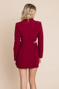 Thumbnail for Cut Out Lapel Neck Button Up Blazer Dress