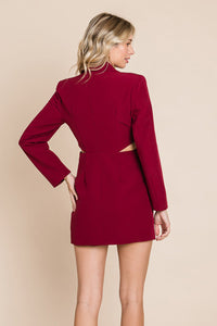 Thumbnail for Cut Out Lapel Neck Button Up Blazer Dress